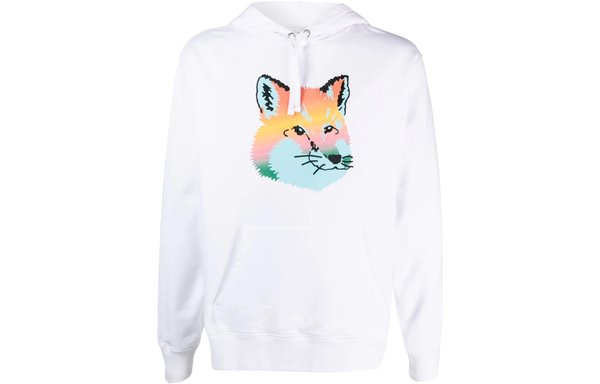 (Women) Maison Kitsune White Sweatshirt with Animal Print Design KM00306KM0001