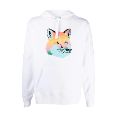 (Women) Maison Kitsune White Sweatshirt with Animal Print Design KM00306KM0001