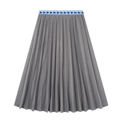 (Women) Maison Kitsune And Wander FW23 Pleated Animal Print Relaxed Skirt Grey Ladies 5743282915-P150