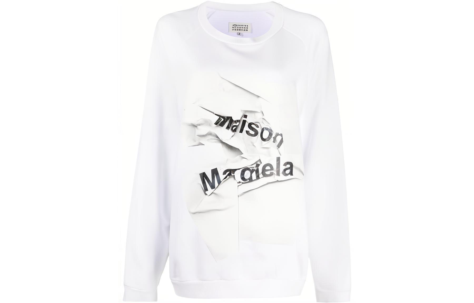 (Women) Maison Margiela 3D Logo Printed Crewneck Pullover Sweatshirt  White S51GU0100S25322-100