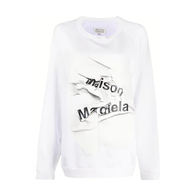 (Women) Maison Margiela 3D Logo Printed Crewneck Pullover Sweatshirt White S51GU0100S25322-100