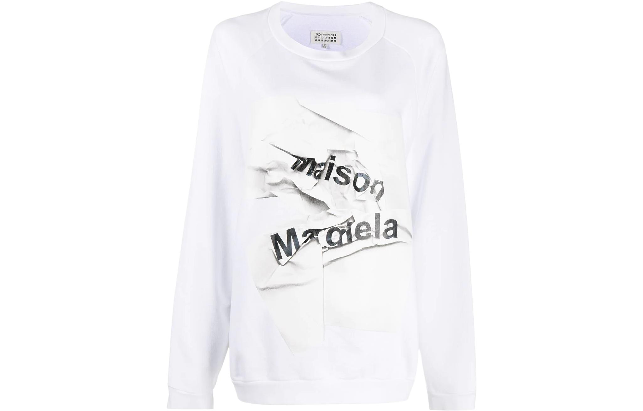 Order (W) Maison Margiela Sudadera Blanca Cuello Redondo con Logo 3D Impreso S51GU0100S25322-100