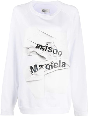 (W) Maison Margiela Sudadera Blanca Cuello Redondo con Logo 3D Impreso S51GU0100S25322-100 Order (W) Maison Margiela Sudadera Blanca Cuello Redondo con Logo 3D Impreso S51GU0100S25322-100