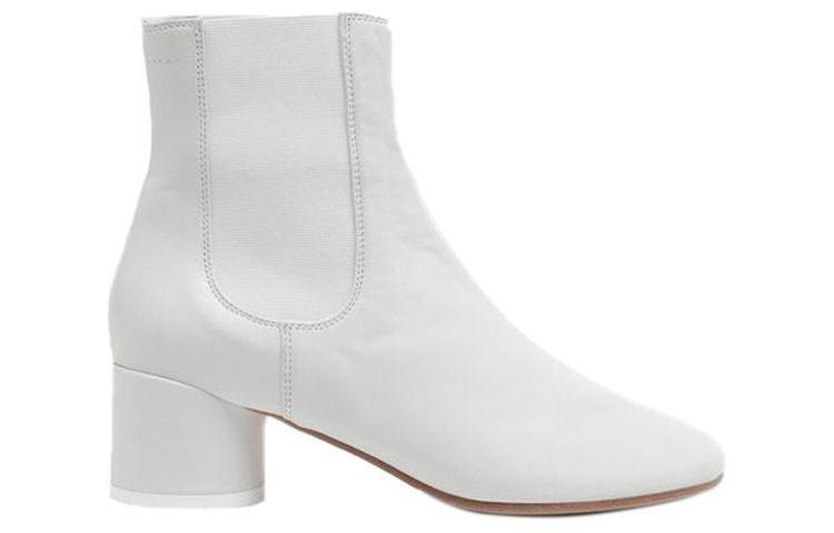Order (W) Maison Margiela 6厘米高跟白色切尔西皮革短靴 S59WU0104P2809T1004