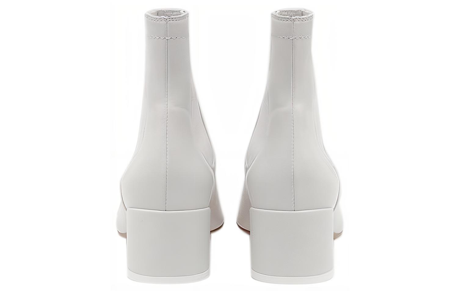 Shop (W) Maison Margiela 6厘米高跟白色切尔西皮革短靴 S59WU0104P2809T1004