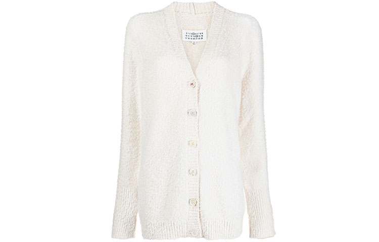 Order (W) Maison Margiela 米白色純色V領針織長袖毛衣 SI0GP0002S17664101