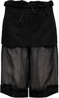 (Women) Maison Margiela Black Layered Raw Hem Casual Shorts S51ME0024MTN028900 (Women) Maison Margiela Black Layered Raw Hem Casual Shorts S51ME0024MTN028900