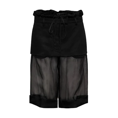(Women) Maison Margiela Black Layered Raw Hem Casual Shorts S51ME0024MTN028900