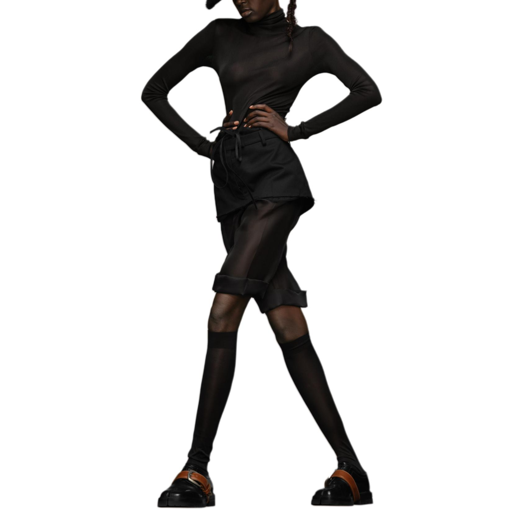 Purchase (W) Maison Margiela 黑色層次感毛邊休閒短褲 S51ME0024MTN028900