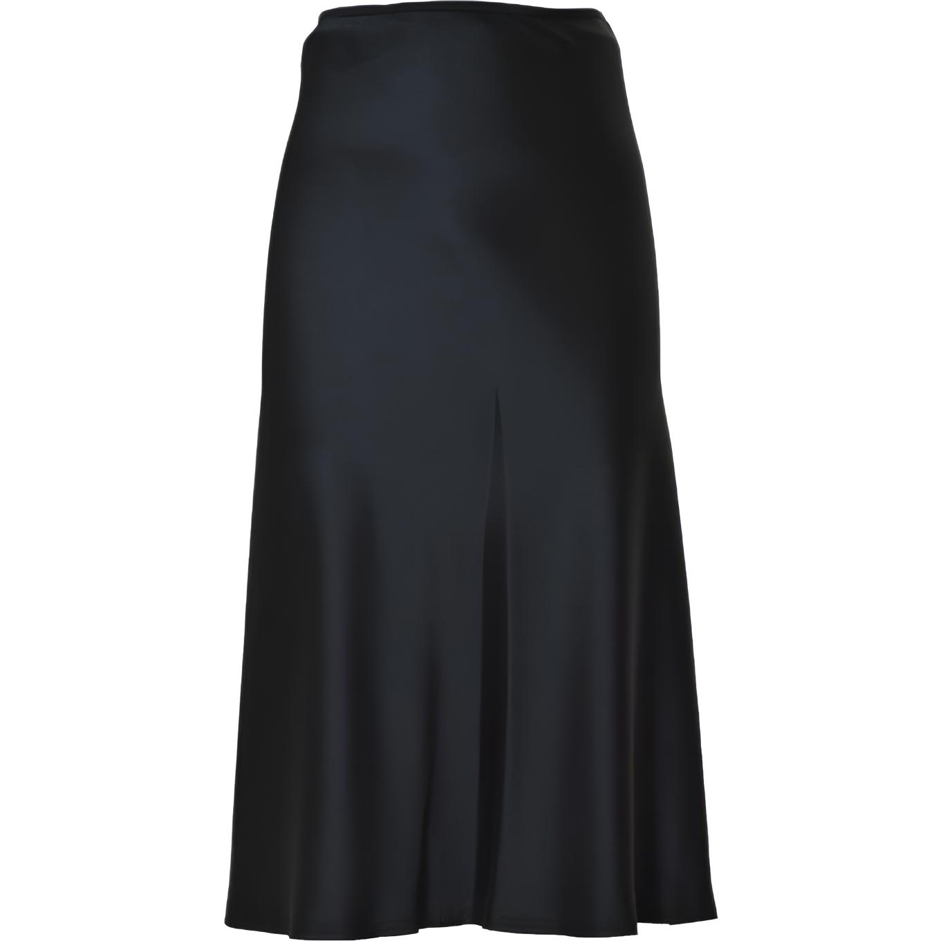 (Women) Maison Margiela  Black Satin Midi Skirt FW22 Casual Long Skirt. S51MA0486S49465-900