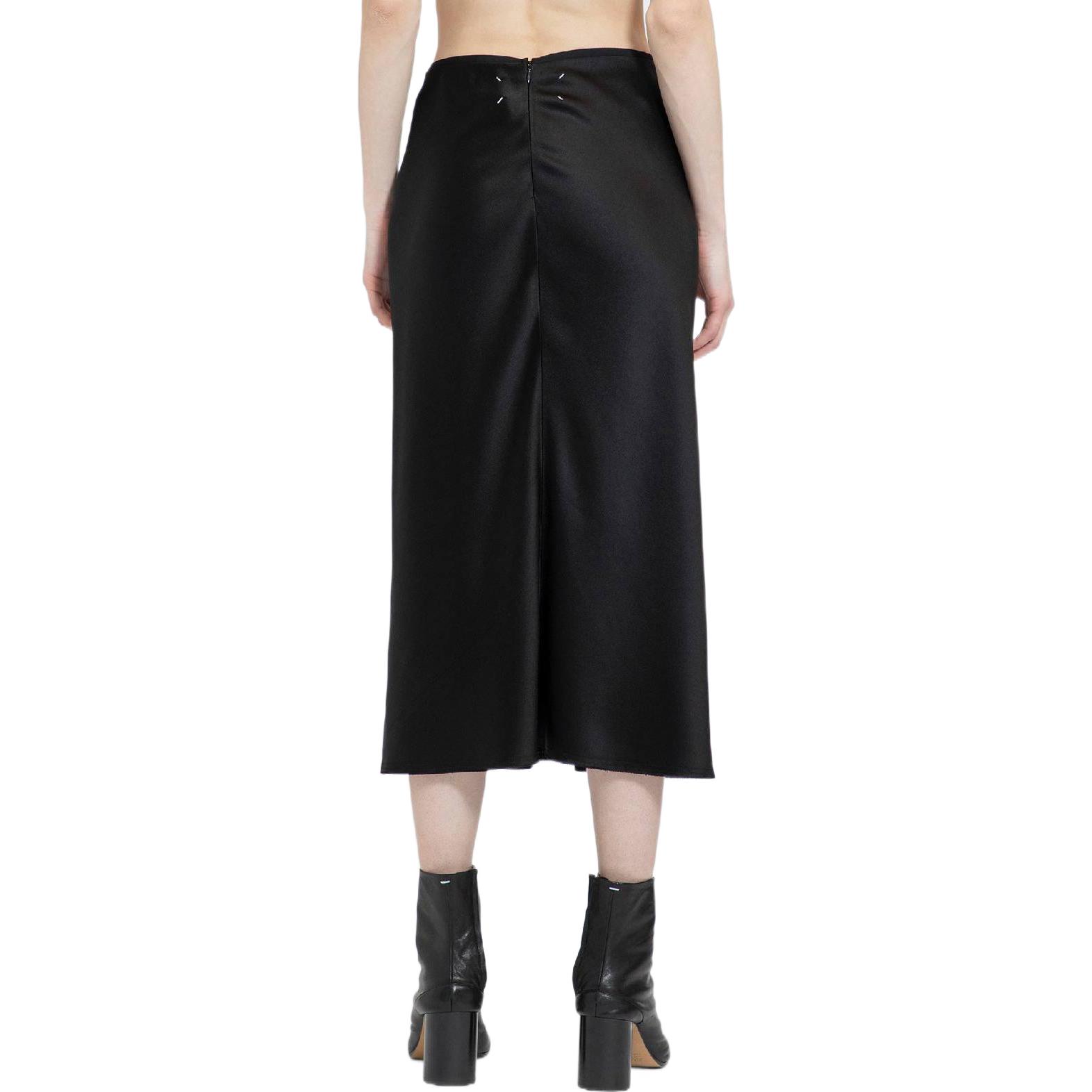 Shop (W) Maison Margiela 黑色缎面中长裙 FW22 休闲长裙. S51MA0486S49465-900