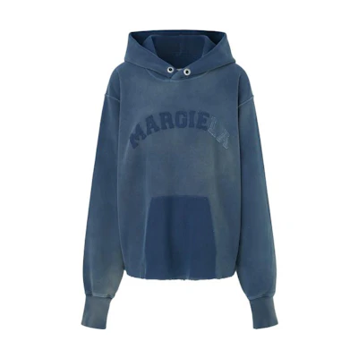 (Women) Maison Margiela Blue Cotton Hoodie with Logo Print. JVM1660024359472