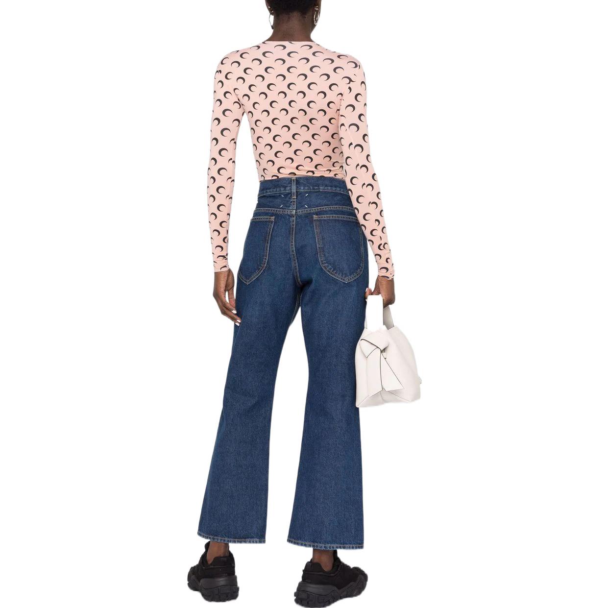 Shop (W) Maison Margiela Jeans Azul de Tiro Alto Acampanados al Tobillo S51LA0158S30561-983