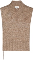 (Women) Maison Margiela Brown Solid V-Neck Wool Sleeveless Knit Sweater. SI0TH0001S17802741M (Women) Maison Margiela Brown Solid V-Neck Wool Sleeveless Knit Sweater. SI0TH0001S17802741M