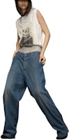 Shop (Women) Maison Margiela Colorblock Zipper Straight-Leg Jeans Blue S51LA0171S30876961