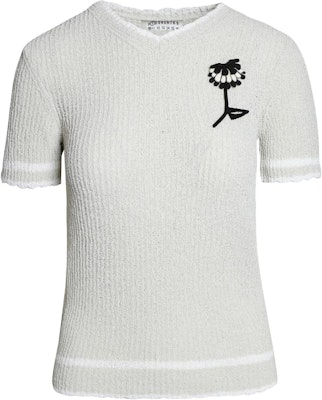 (W) Camiseta Maison Margiela Gris Claro Manga Corta Escote en V con Estampado Floral. S51HA1175S18006-001F Order (W) Camiseta Maison Margiela Gris Claro Manga Corta Escote en V con Estampado Floral. S51HA1175S18006-001F