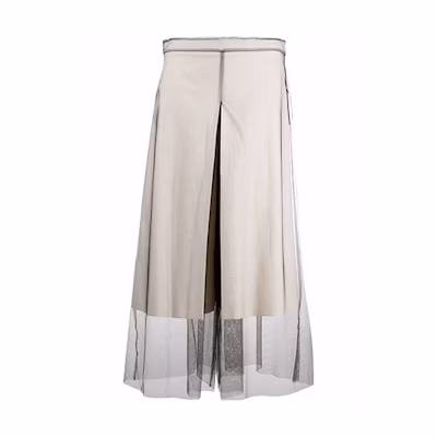 (Women) Maison Margiela Layered Mesh Loose Cropped Pants Light Beige S31MA0350S54516102