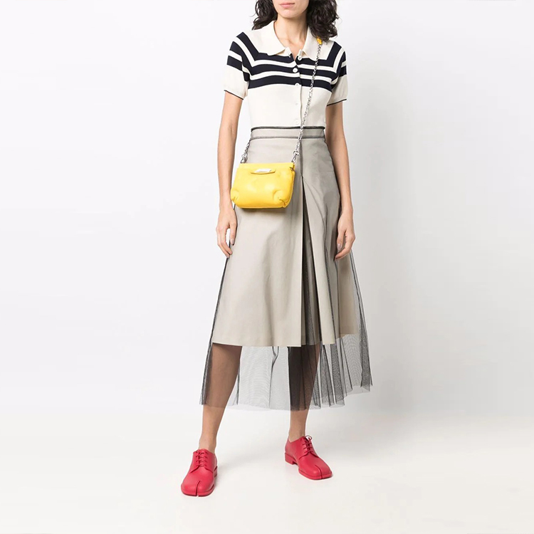 Lookbook (W) Pantalones Cropped Sueltos de Malla en Capas Maison Margiela Beige Claro S31MA0350S54516102