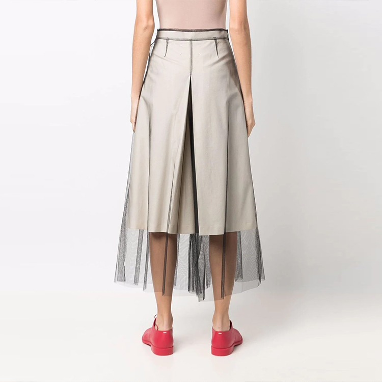 Shop (W) Pantalones Cropped Sueltos de Malla en Capas Maison Margiela Beige Claro S31MA0350S54516102