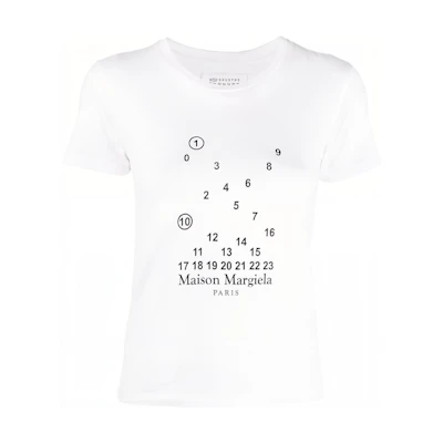 (Women) Maison Margiela Logo Graphic T-Shirt White FW22 Short Sleeve Casual Tee S51GC0517S22816100