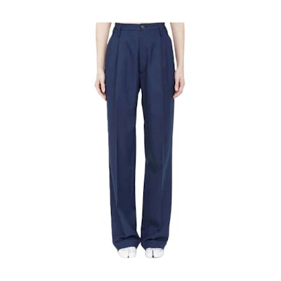 (Women) Maison Margiela Navy Blue Solid Stitch Loose Straight Casual Pants S51KA0521S53220510