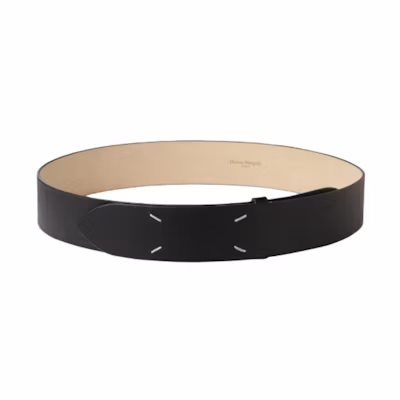(Women) Maison Margiela Original Design Black Calfskin Leather Belt 4.5cm Wide sa1tp0006-p5871-t8013