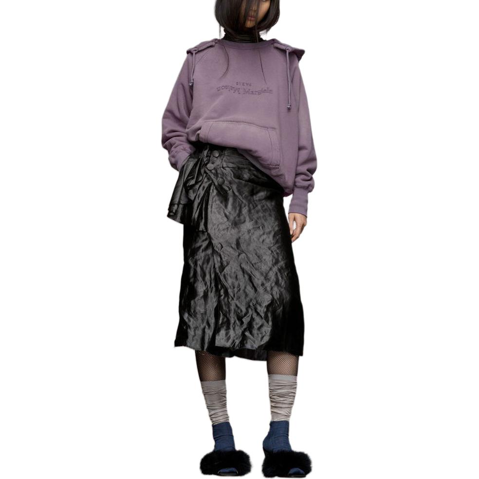 Lookbook (W) メゾン マルジェラ パープル 逆ロゴ フーディー スウェットシャツ ルーズフィット S51GU0128STJ401962