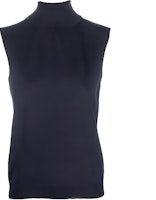 (Women) Maison Margiela Solid High-Neck Sleeveless Knit Top Navy Blue SI0HA0009S17814-511F (Women) Maison Margiela Solid High-Neck Sleeveless Knit Top Navy Blue SI0HA0009S17814-511F
