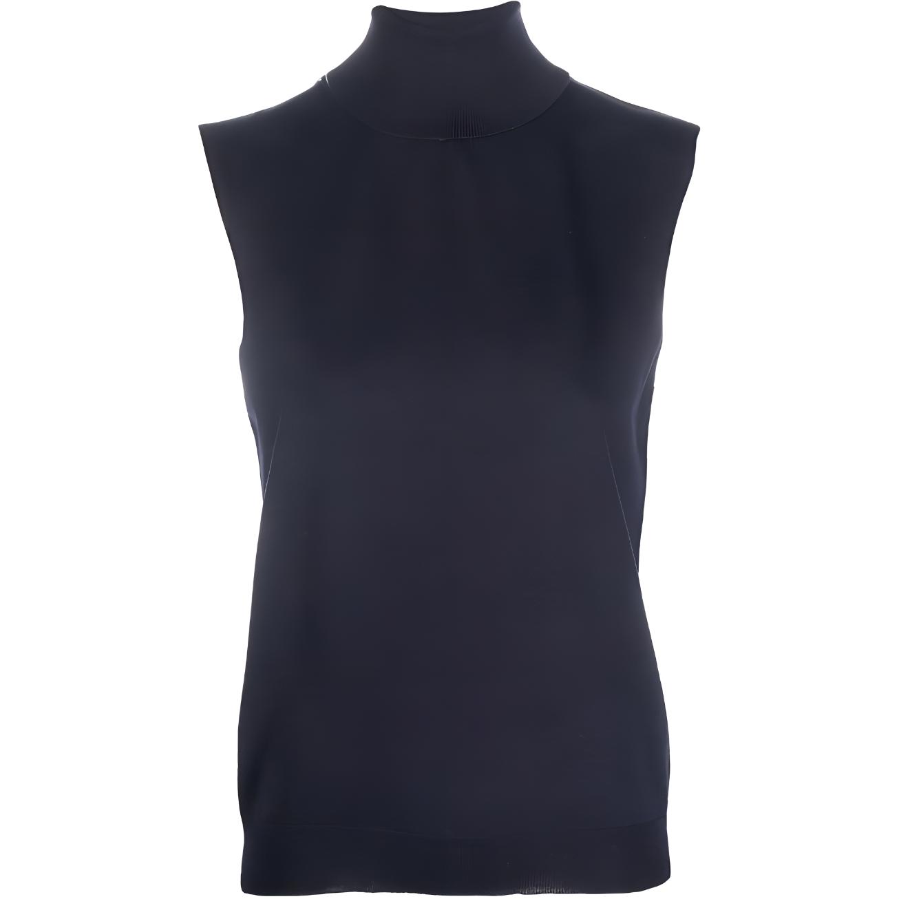 Order (W) 메종 마르지엘라 솔리드 하이넥 민소매 니트 탑 네이비 블루 SI0HA0009S17814-511F
