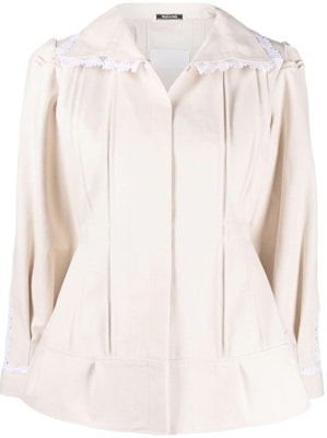 (W) Maison Margiela SS22 Chaqueta Beige Ajustada con Encaje y Detalles Plisados. S31BN0333S53461102 Buy (W) Maison Margiela SS22 Chaqueta Beige Ajustada con Encaje y Detalles Plisados. S31BN0333S53461102