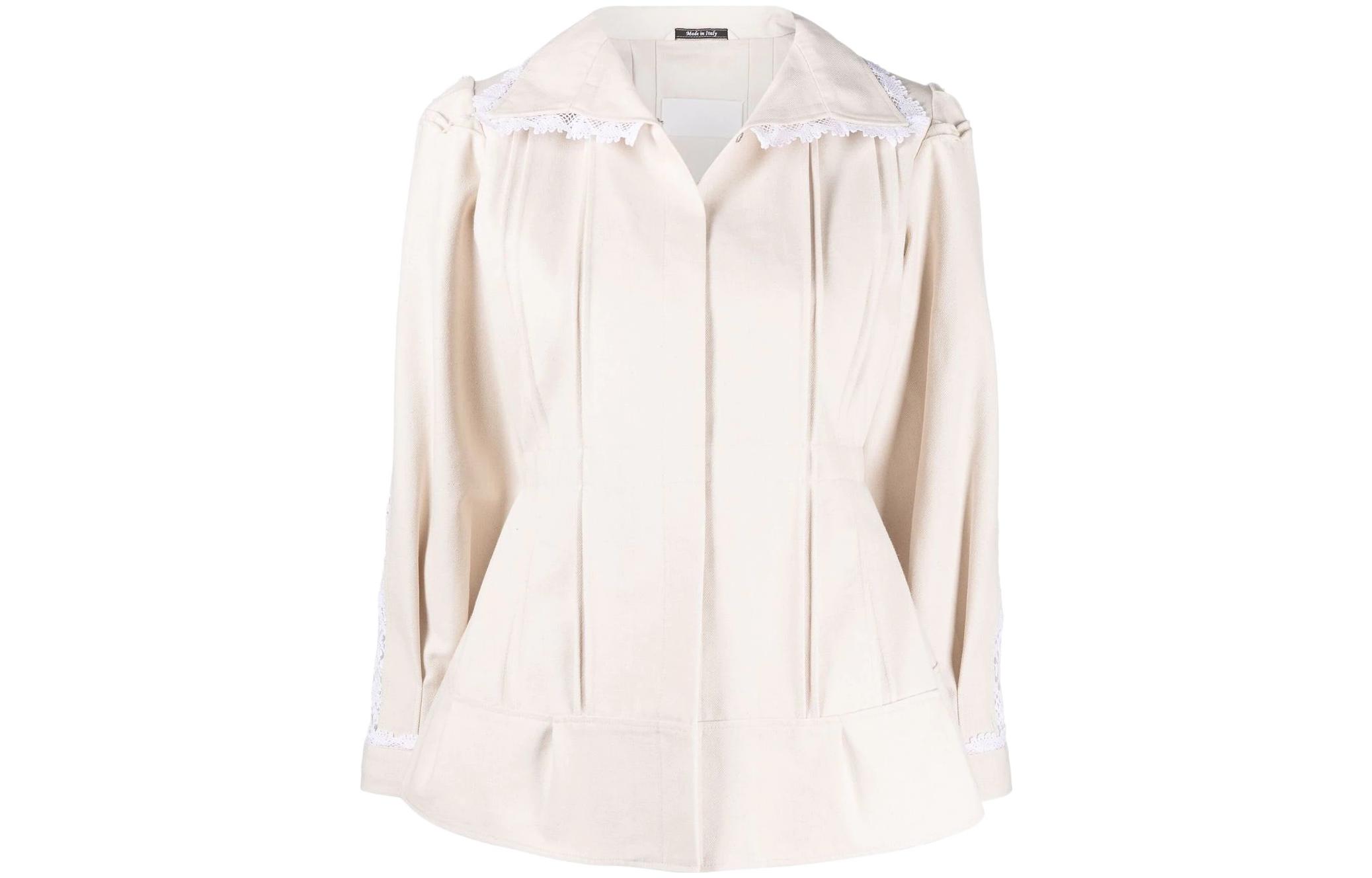 Order (W) Maison Margiela SS22 Chaqueta Beige Ajustada con Encaje y Detalles Plisados. S31BN0333S53461102