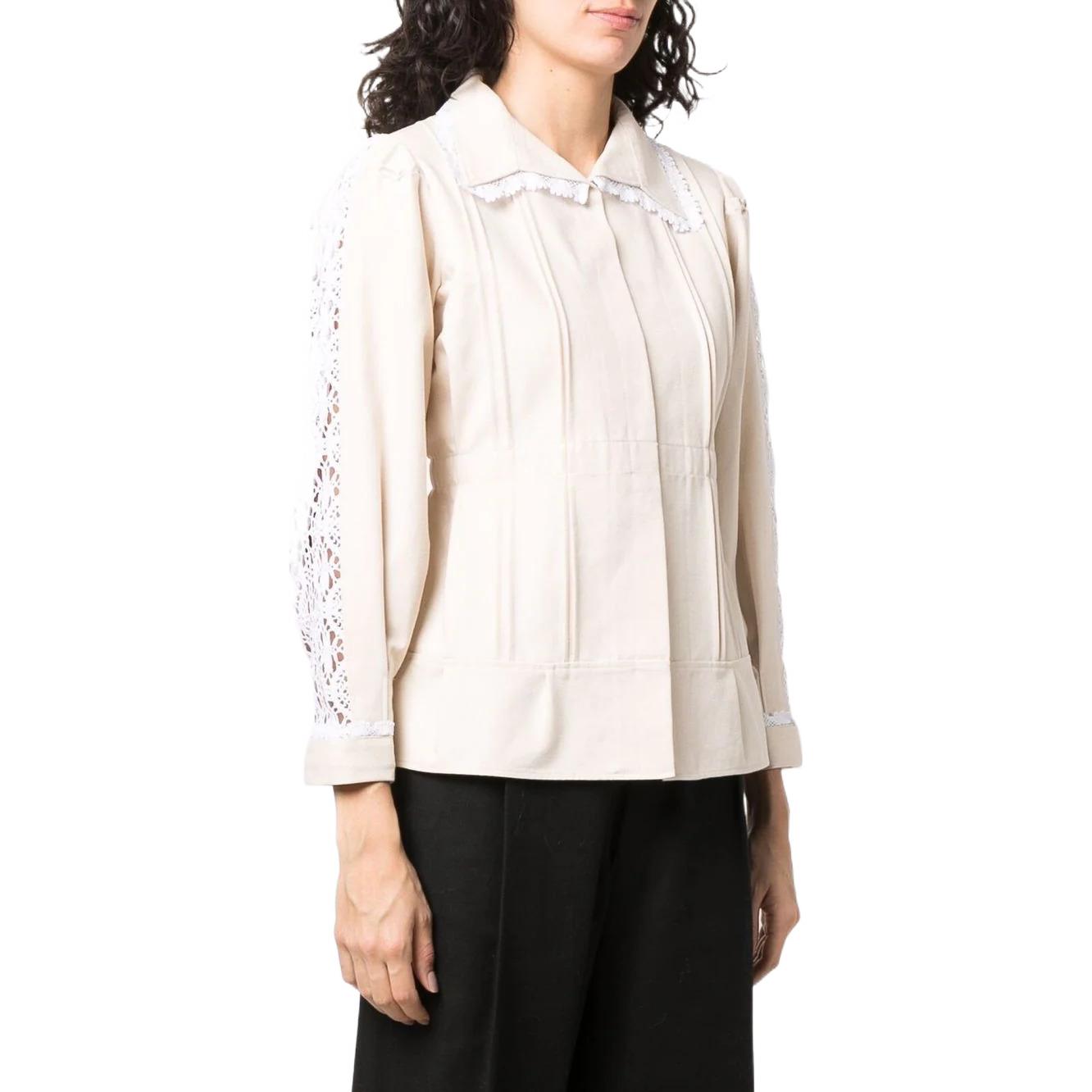 Purchase (W) Maison Margiela SS22 Chaqueta Beige Ajustada con Encaje y Detalles Plisados. S31BN0333S53461102