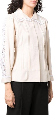 (W) Maison Margiela SS22 Chaqueta Beige Ajustada con Encaje y Detalles Plisados. S31BN0333S53461102 Purchase (W) Maison Margiela SS22 Chaqueta Beige Ajustada con Encaje y Detalles Plisados. S31BN0333S53461102
