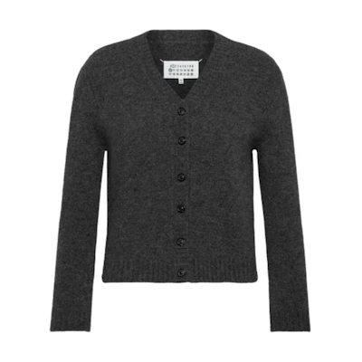 (Women) Maison Margiela V-Neck Button Long Sleeve Sweater Deep Gray FW24. S51HP0015M13058-859M