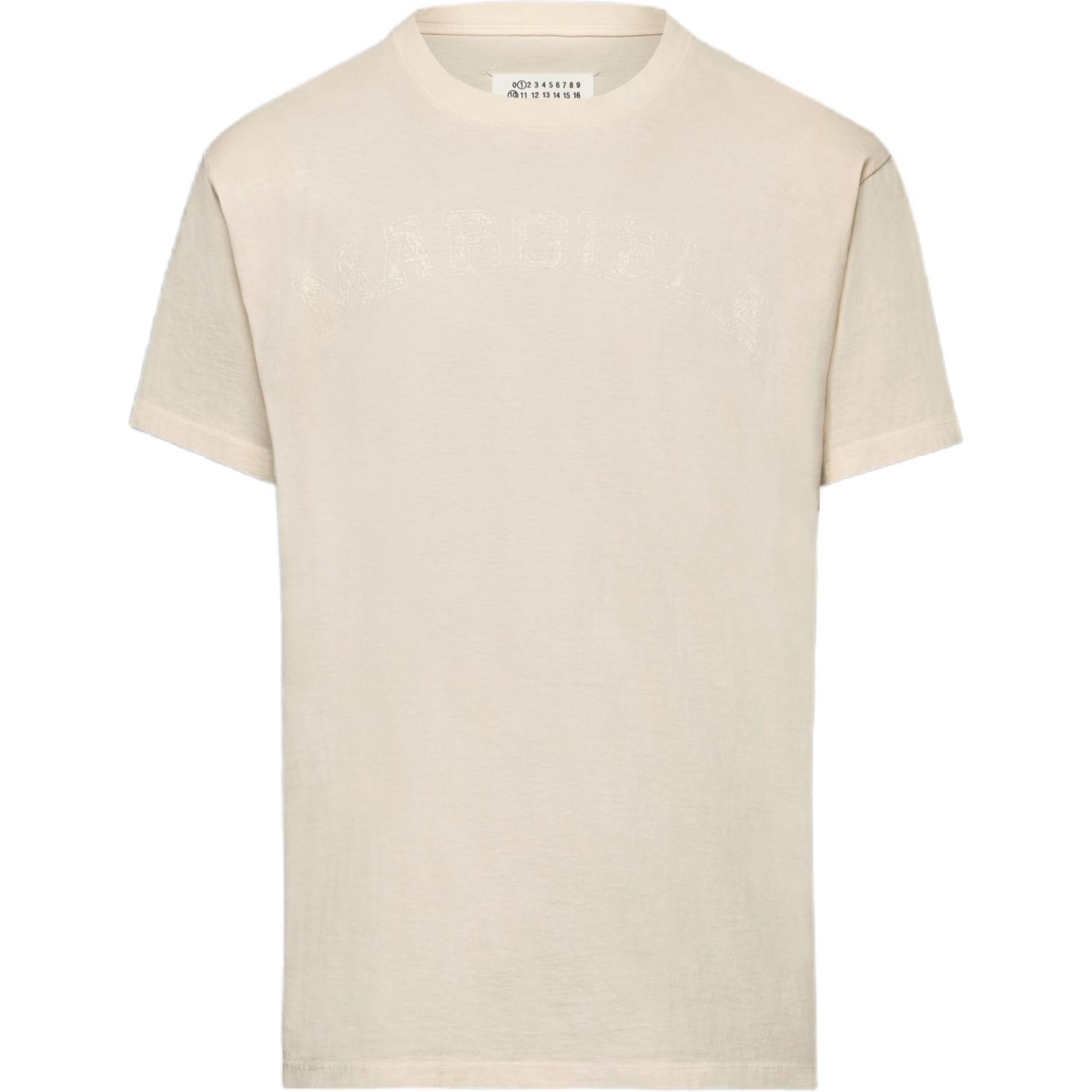 (Women) Maison Margiela  Vintage Logo Ribbed Crewneck Ivory White T-Shirt S51GC0523S20079102