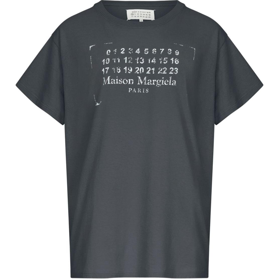 (Women) Maison Margiela  Washed Black SS25 Logo Print Straight-Cut T-Shirt. S51GC0534S24575-969