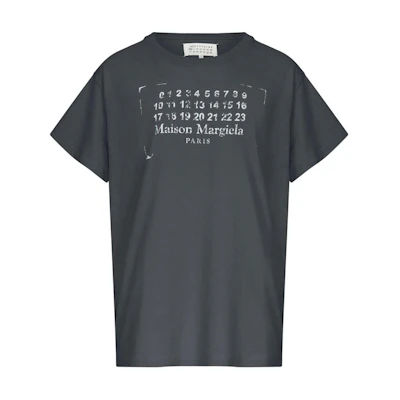 (Women) Maison Margiela Washed Black SS25 Logo Print Straight-Cut T-Shirt. S51GC0534S24575-969