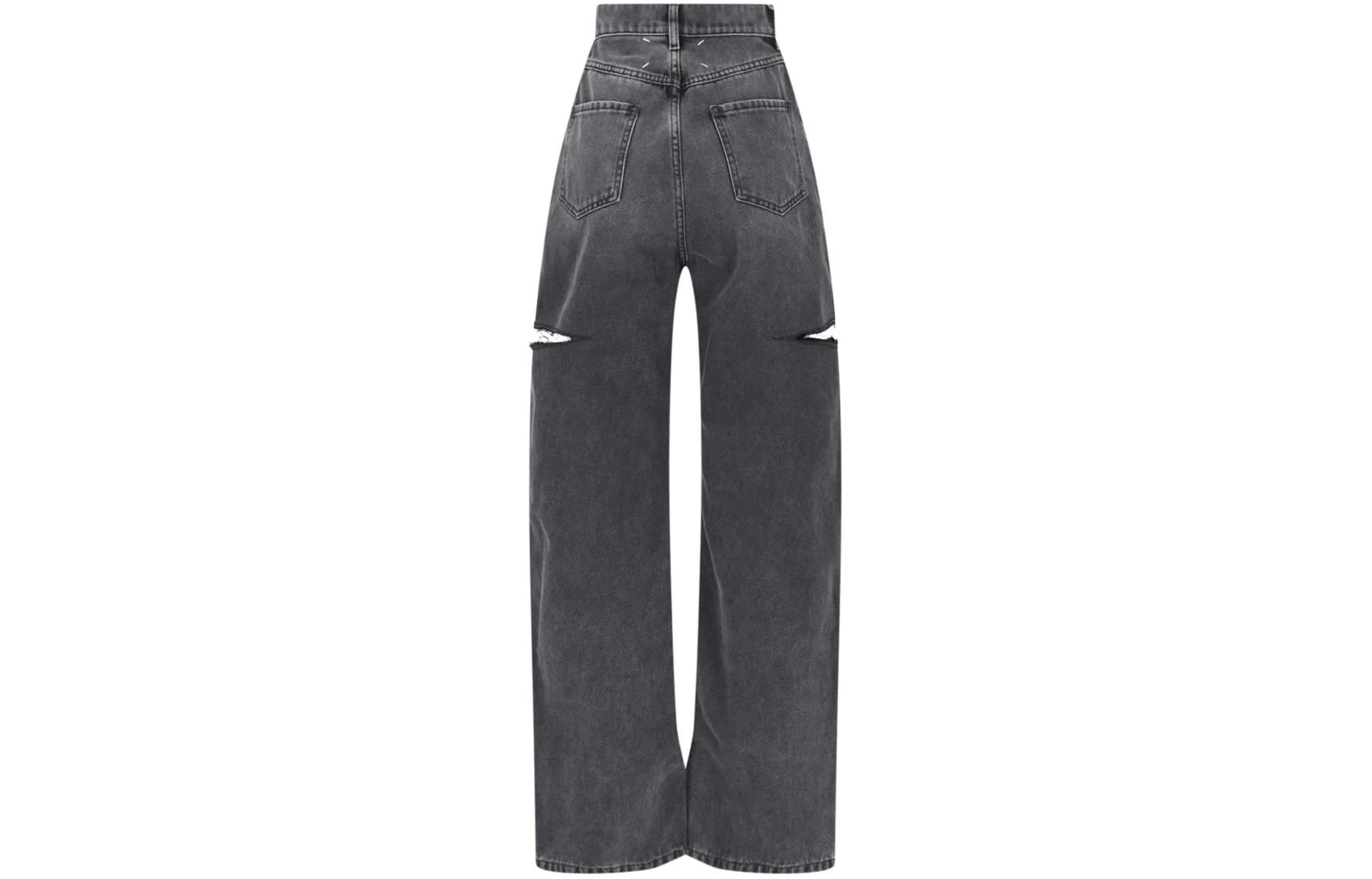 Lookbook (W) Maison Margiela Vaqueros Negros Anchos Rasgados de Tiro Medio. S51LA0051S30743-965