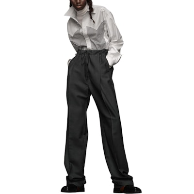 (W) メゾンマルジェラ ウォッシュド ワイドレッグ ドローストリング カジュアルパンツ ダークグレー S51KA0572M35141859 Lookbook (W) メゾンマルジェラ ウォッシュド ワイドレッグ ドローストリング カジュアルパンツ ダークグレー S51KA0572M35141859