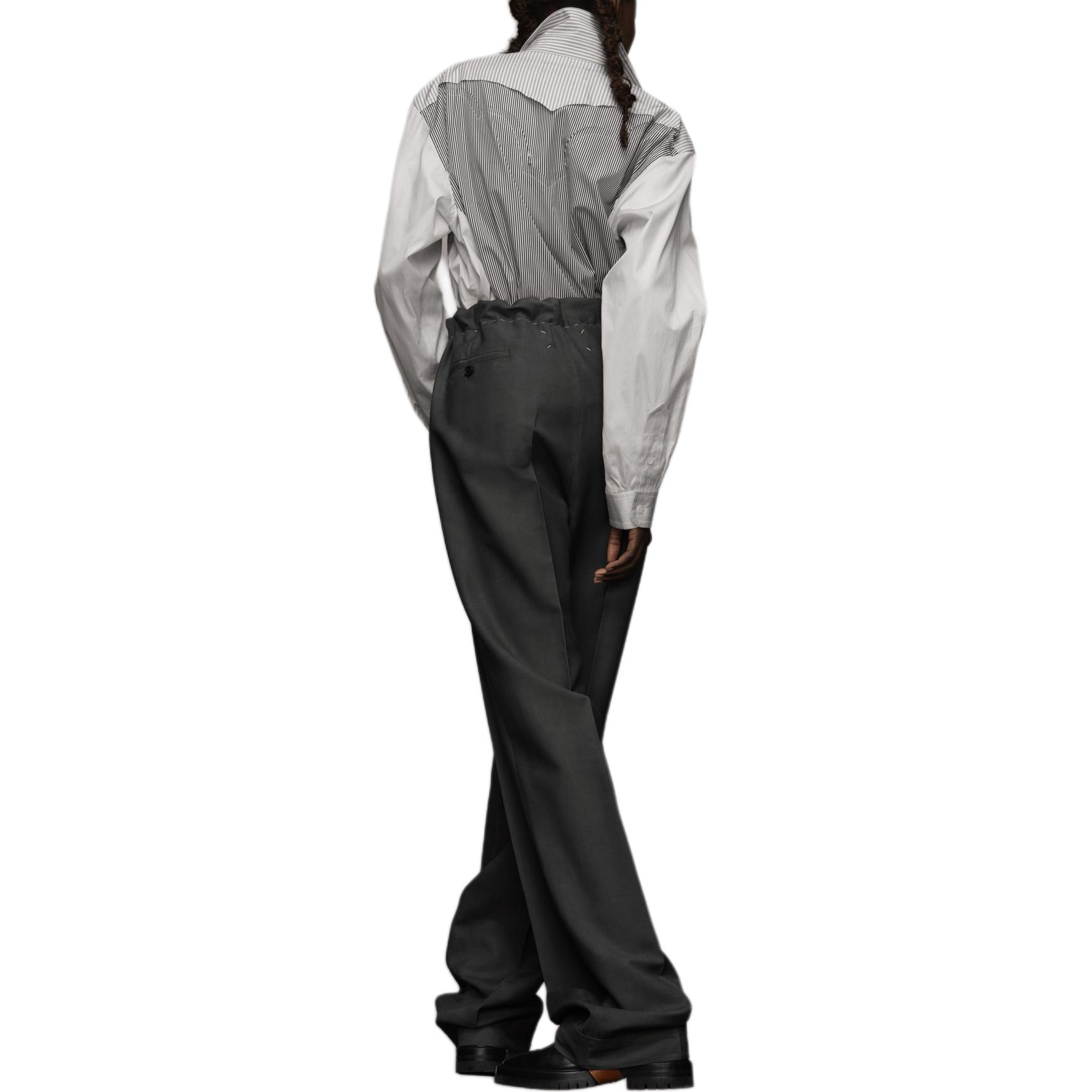 Shop (W) メゾンマルジェラ ウォッシュド ワイドレッグ ドローストリング カジュアルパンツ ダークグレー S51KA0572M35141859