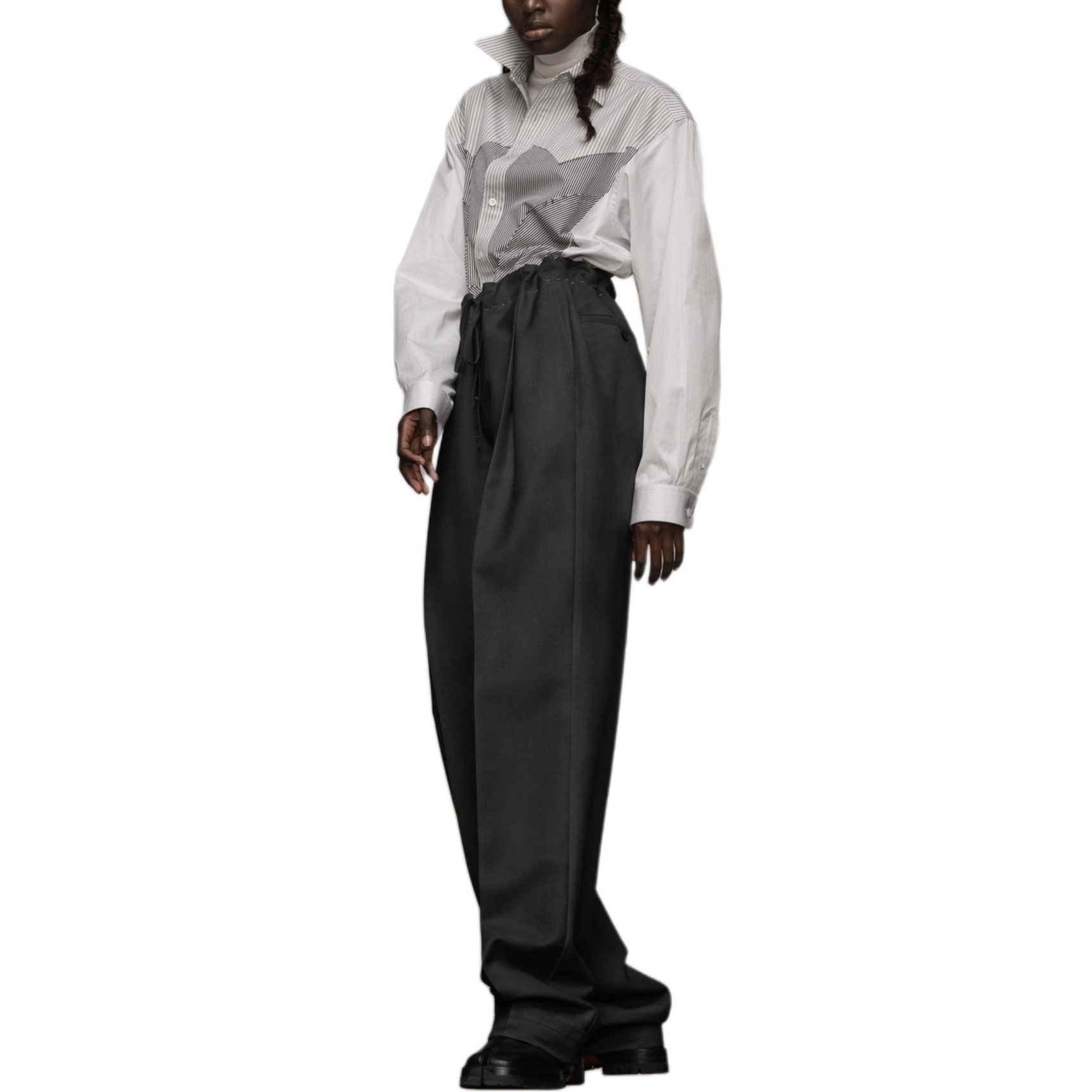 Purchase (W) メゾンマルジェラ ウォッシュド ワイドレッグ ドローストリング カジュアルパンツ ダークグレー S51KA0572M35141859