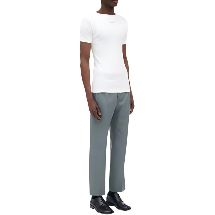 Details for (W) メゾン マルジェラ ホワイト ロゴパッチ クルーネック Tシャツ SS23 コレクション S50GC0688S24430102