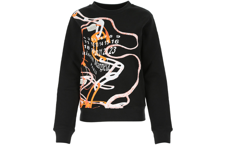 Order (W) Maison Margiela Abstract Print Crewneck Sweatshirt Hitam S29GU0069S25403900