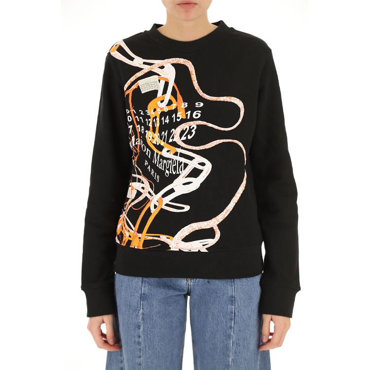 Shop (W) Maison Margiela Abstract Print Crewneck Sweatshirt Hitam S29GU0069S25403900