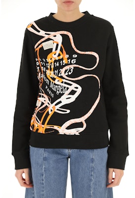 (W) Maison Margiela Abstract Print Crewneck Sweatshirt Hitam S29GU0069S25403900 Shop (W) Maison Margiela Abstract Print Crewneck Sweatshirt Hitam S29GU0069S25403900
