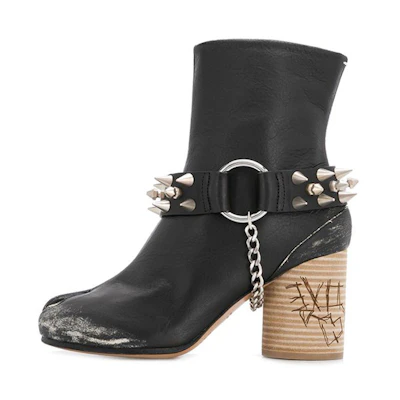 (W) Maison Margiela Ankle Boot 'Black Leather Chunky Heel'