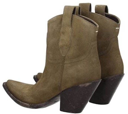 (W) Maison Margiela 绿色天鹅绒皮革踝靴 S39WU0102SY1197135 Shop (W) Maison Margiela 绿色天鹅绒皮革踝靴 S39WU0102SY1197135