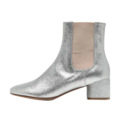 (W) Maison Margiela Ankle Boot 'Silver Glitter Chelsea'