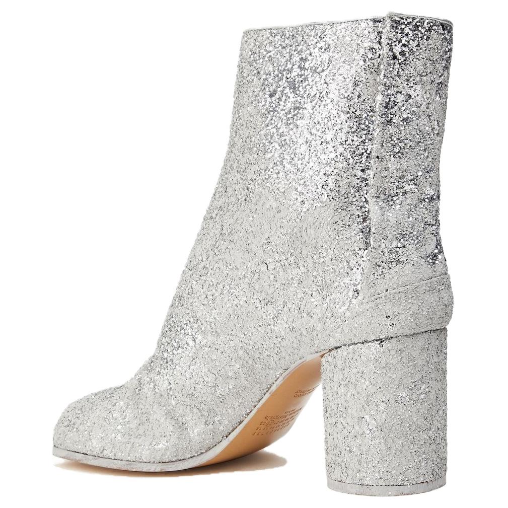 Shop Maison Margiela 閃片圓頭 短靴 女款 銀色