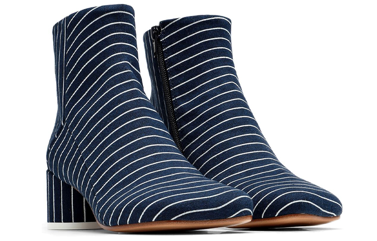 Shop Maison Margiela 條紋 時尚高跟短靴 女款 白藍